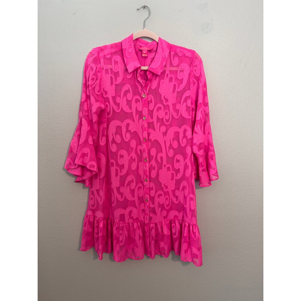 Lilly Pulitzer Sheer Collared Dress M